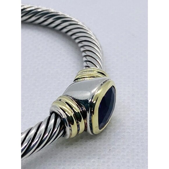 David Yurman Noblesse Amethyst Sterling Silver 14K 585 Cuff Bracelet - Picture 2 of 10